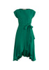 Paisie Belted Boat Neck Dress in Green Cut Out